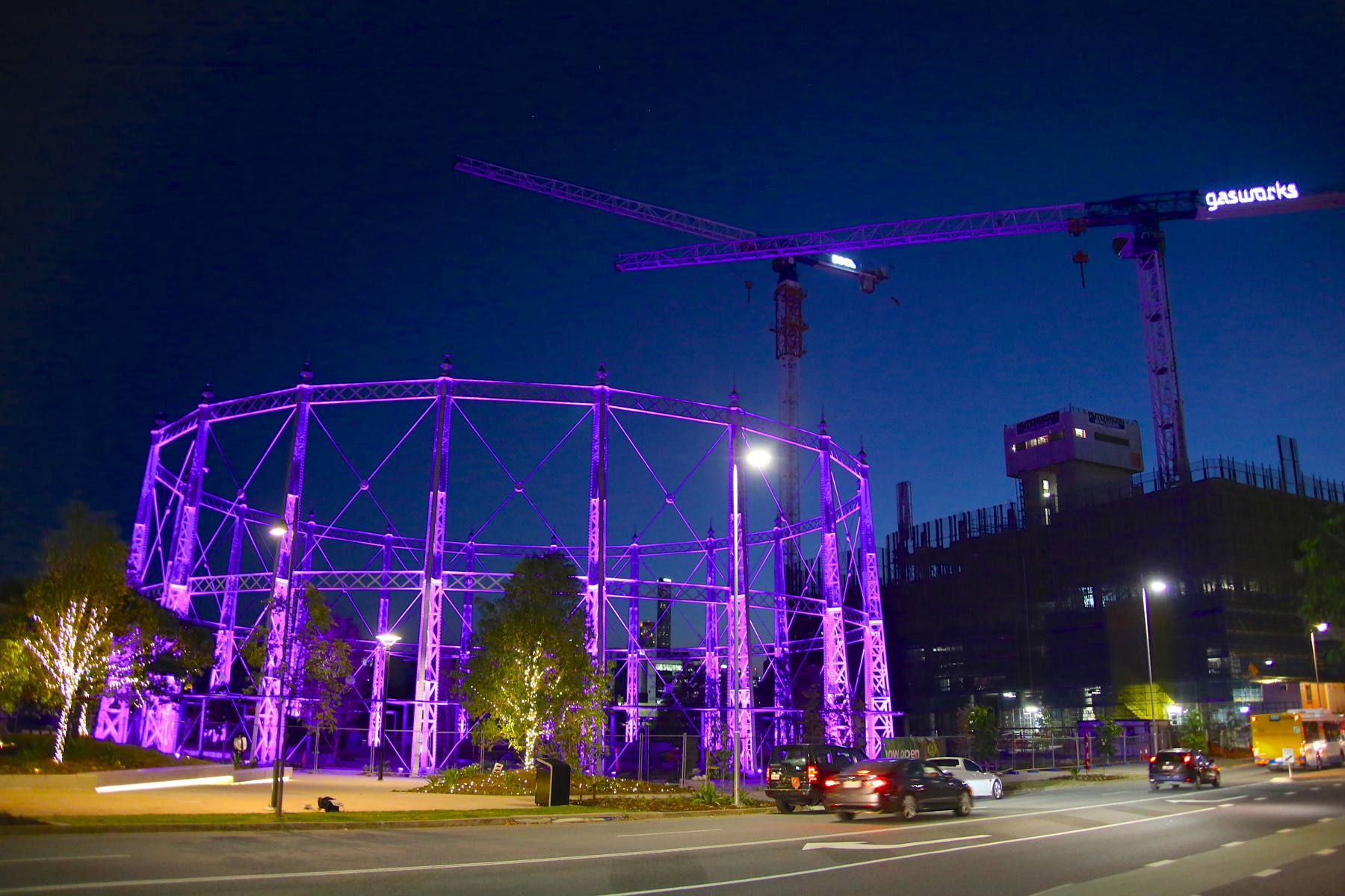 Gas Works Brisbane Cranes and Event Stadium Custom LED Lighting