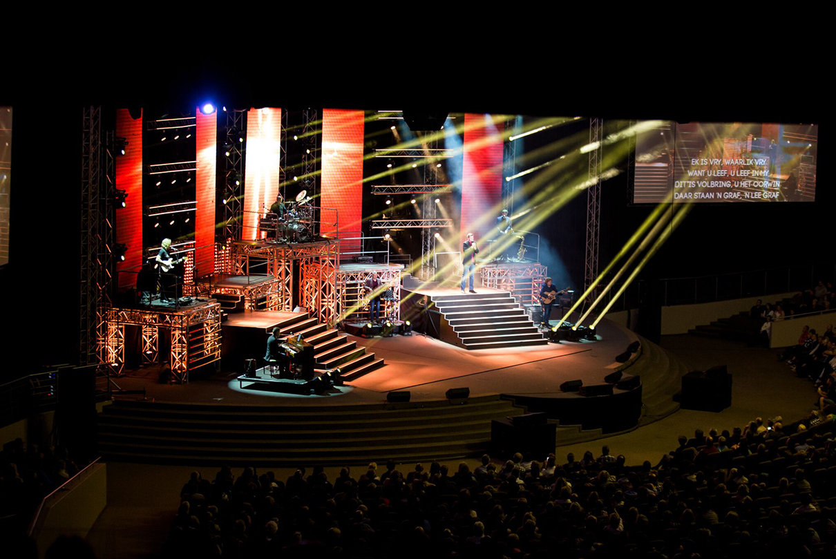 Gospel Skouspel Stage Lighting Design Event Lighting with LED Screen Panels
