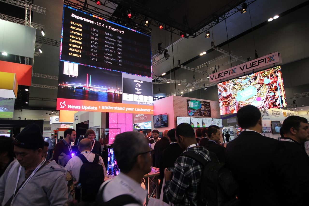 Visitors gathered around ULA's displays at Integrate 2017.