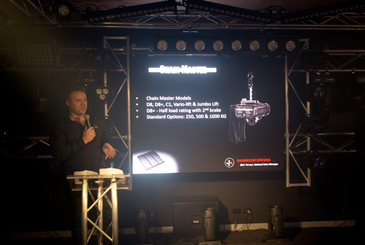 Blair presenting Chainmaster products in the Melbourne showroom.