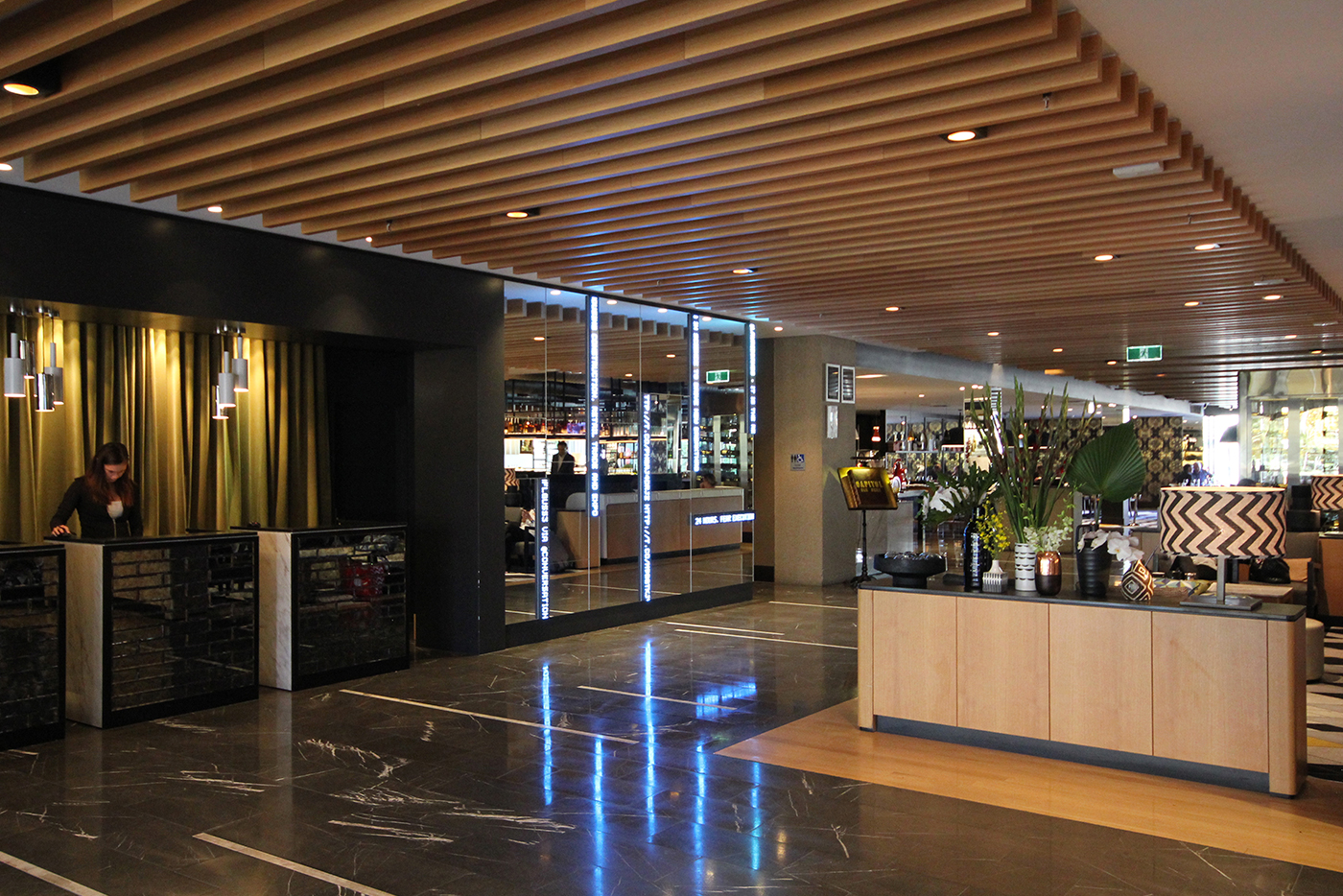 QT Hotel Foyer Artwork Installation Mirror and LED Wall