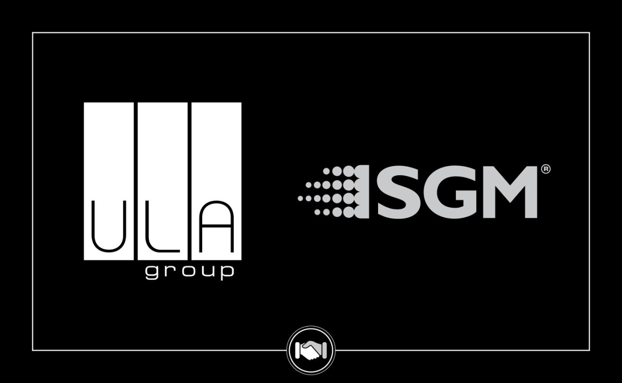 ULA Group and SGM logos on a black background.