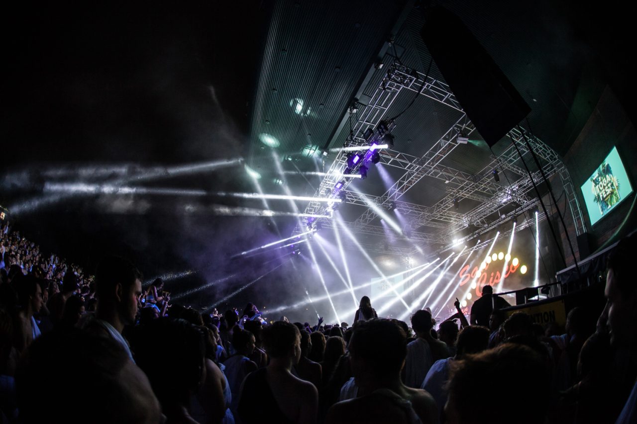 Crossing white beams above the Togafest 2018 audience.