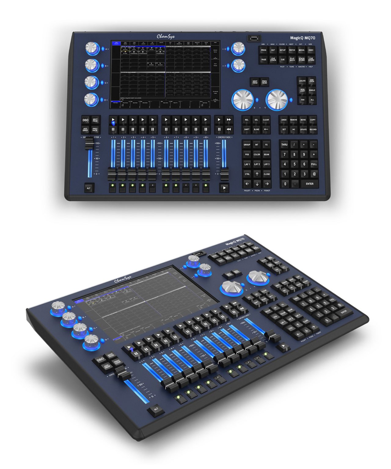 ChamSys MagicQ MQ70 console shown from above and at an angle.