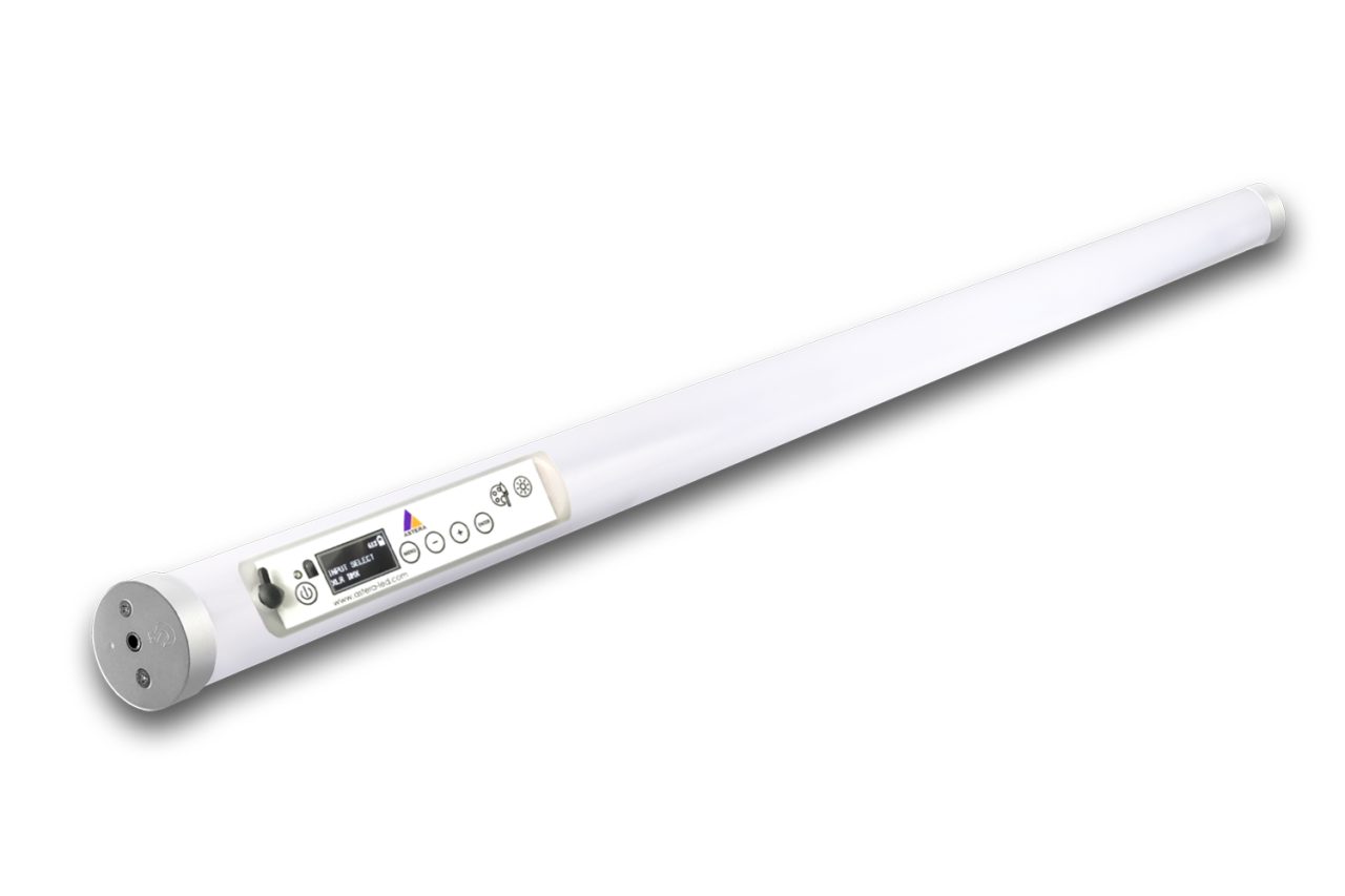 Astera Titan Tube LED light, showing the tube and control panel.