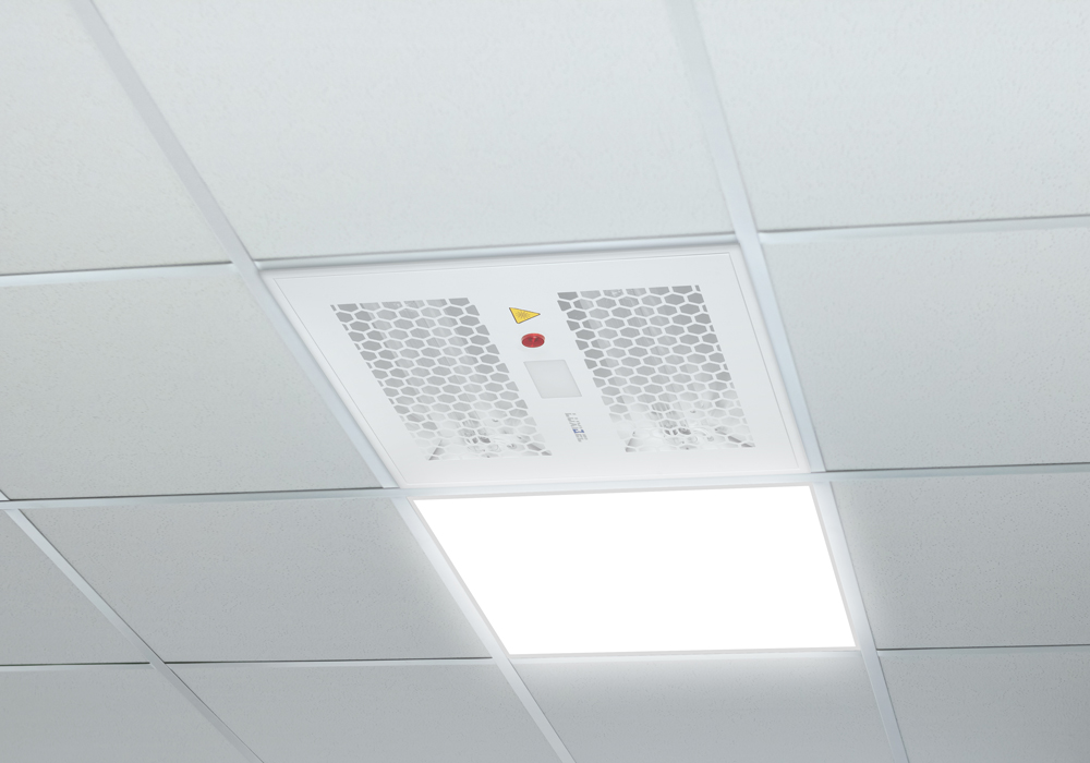 Luxibel B Square panel installed in a suspended ceiling.