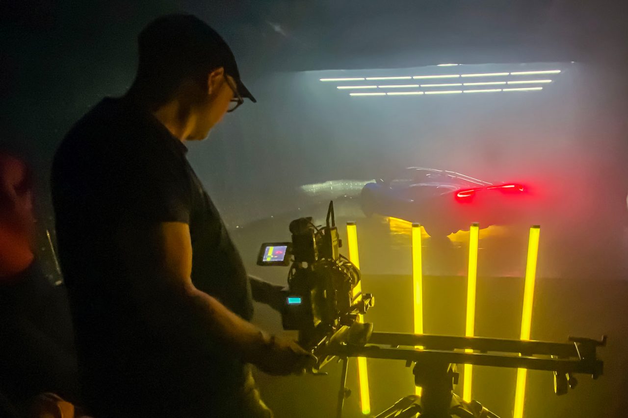 Camera operator filming among yellow Astera Titan Tubes.