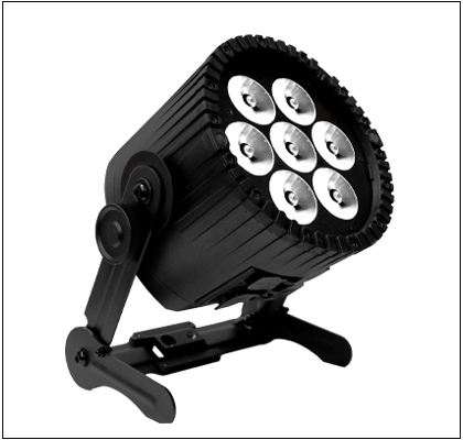 Astera AX9 PowerPAR on its bracket stand.