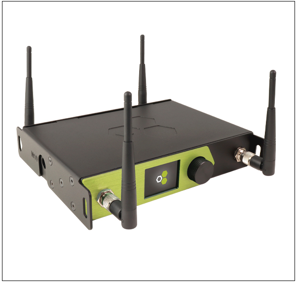 LumenRadio Stardust wireless DMX unit with four antennas.