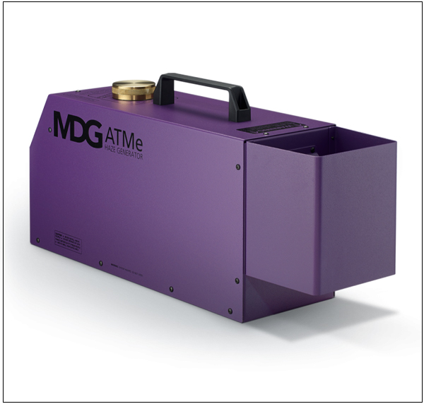 MDG ATMe haze generator in a purple housing.