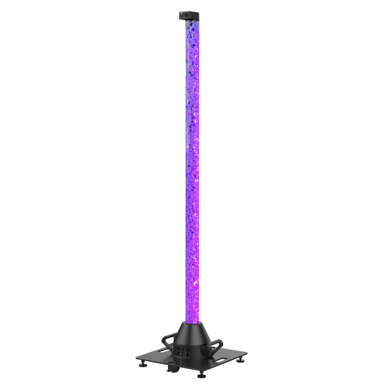 Acme Refracted Light Stand with an illuminated purple column and floor base.