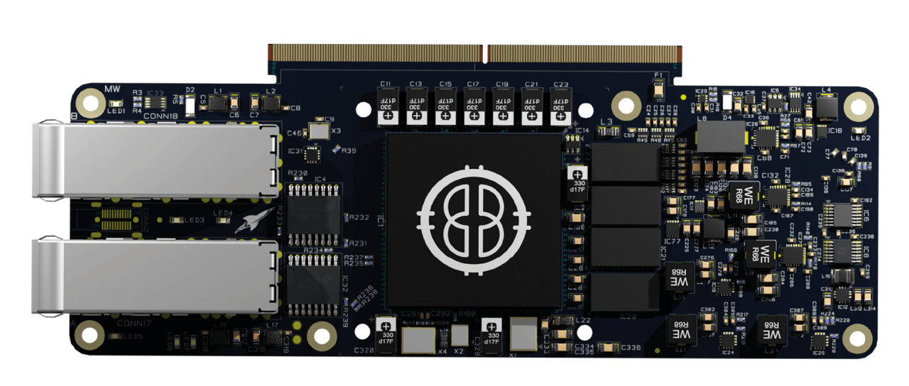 Brompton Technology receiver card with connectors and electronic components.