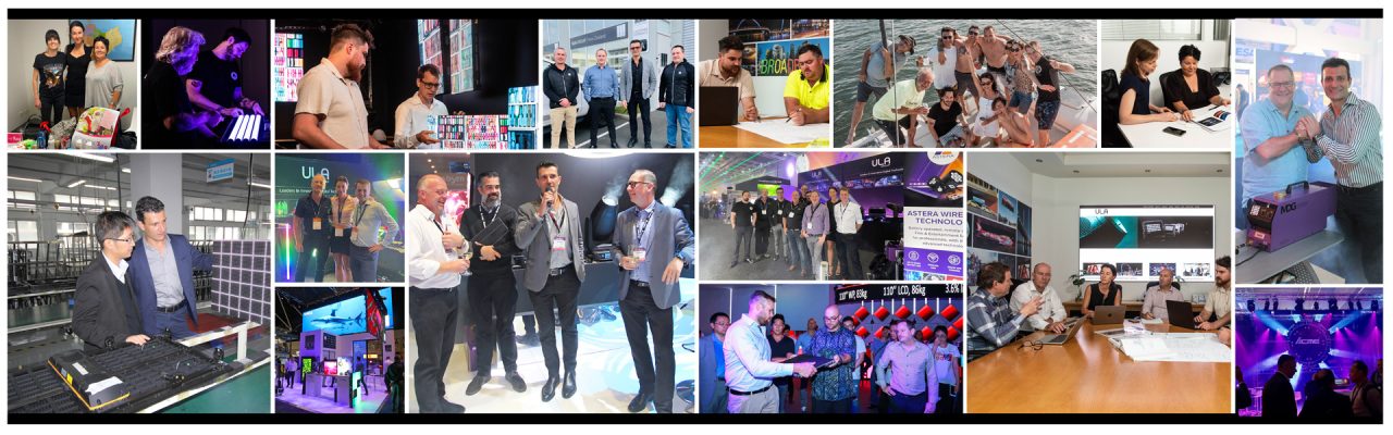 Collage of ULA team members, workplaces and company events.