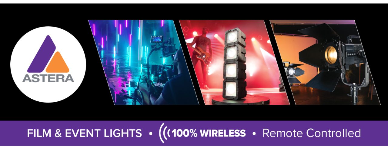 Astera film and event lighting banner for the ENTECH Roadshow.