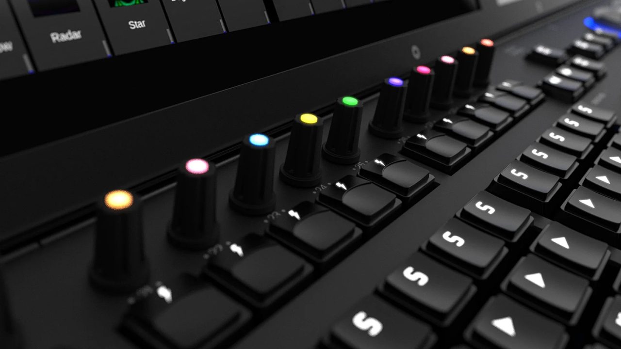 Playback encoders and numbered buttons on the ChamSys MQ500M+ console.