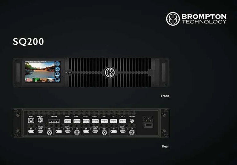 Front and rear panels of the Brompton Tessera SQ200 LED video processor.
