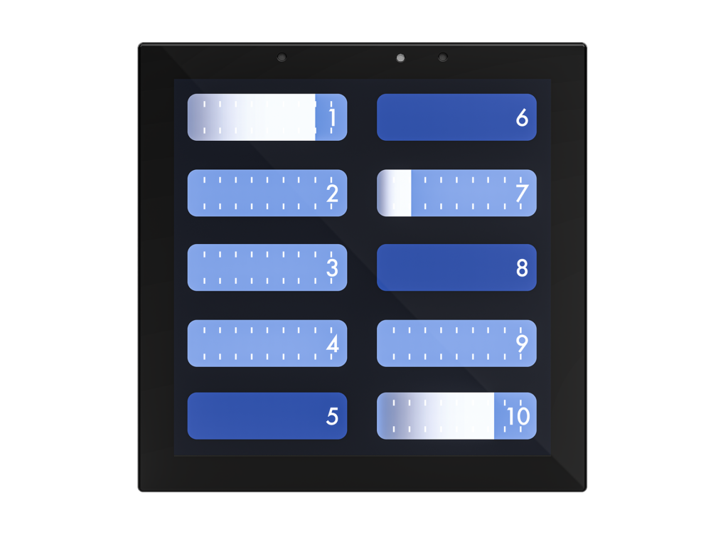 ChamSys GeNetix TouchScene Mini panel with two columns of illuminated controls.