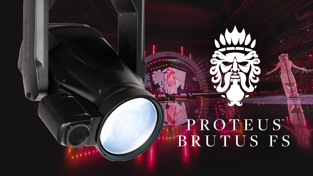 Elation Proteus Brutus FS followspot launch graphic.