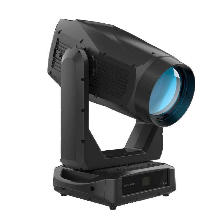Angled front view of an Acme Supernova moving-head fixture.