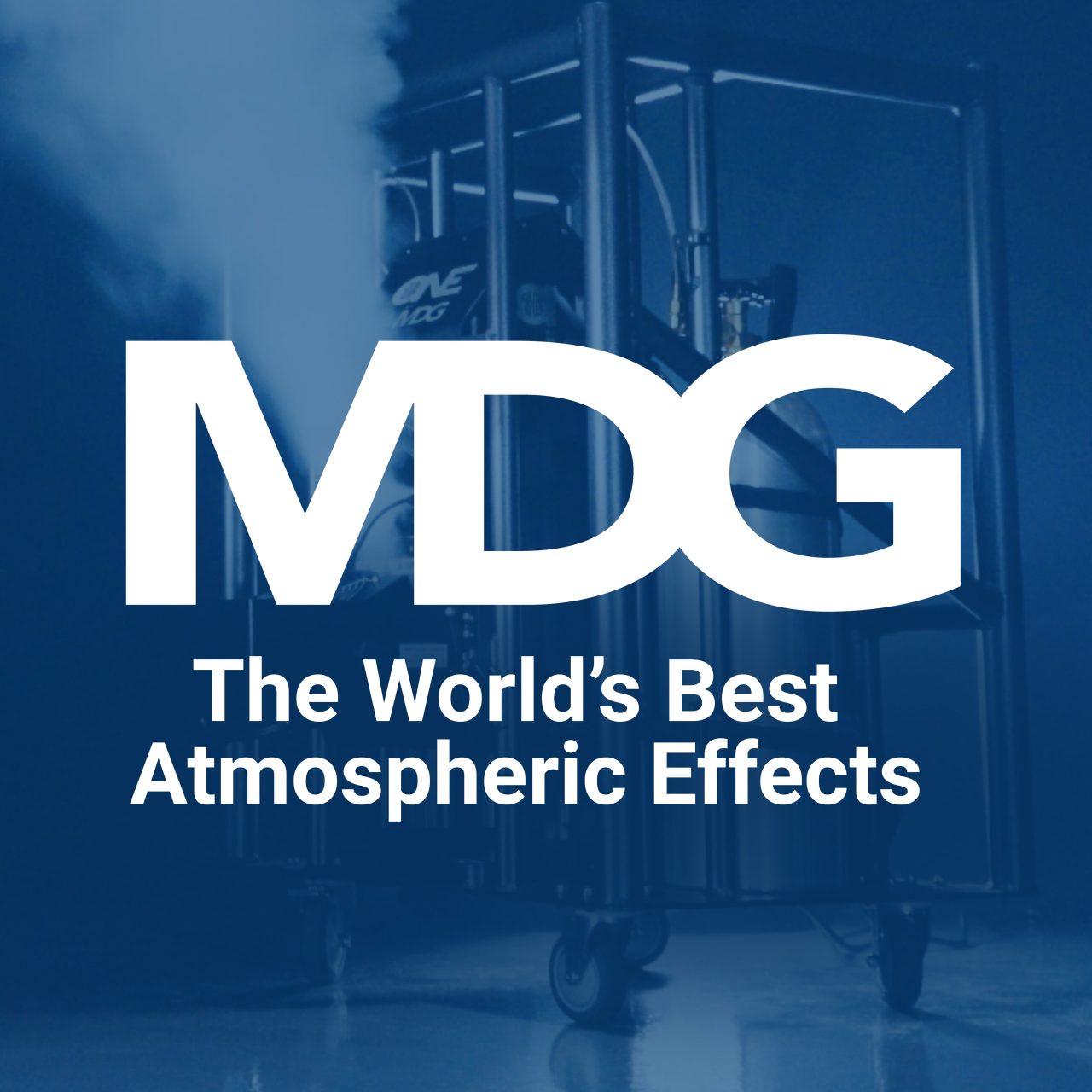 MDG logo and atmospheric effects tagline over a blue background.