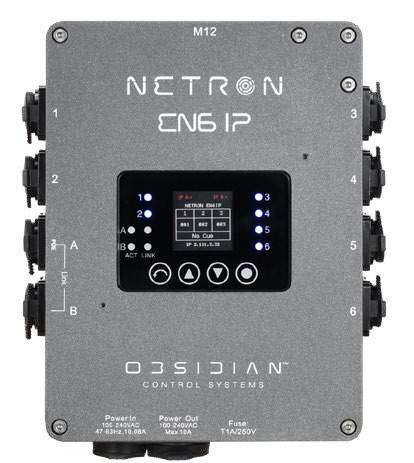 Front view of a NETRON EN6 IP data distribution unit.