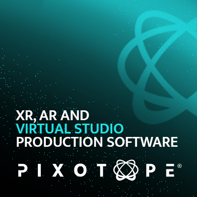 Pixotope graphic advertising XR, AR and virtual studio production software.