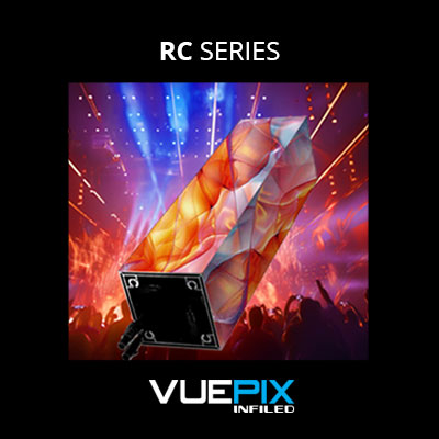 VuePix RC Series graphic with colourful display imagery.