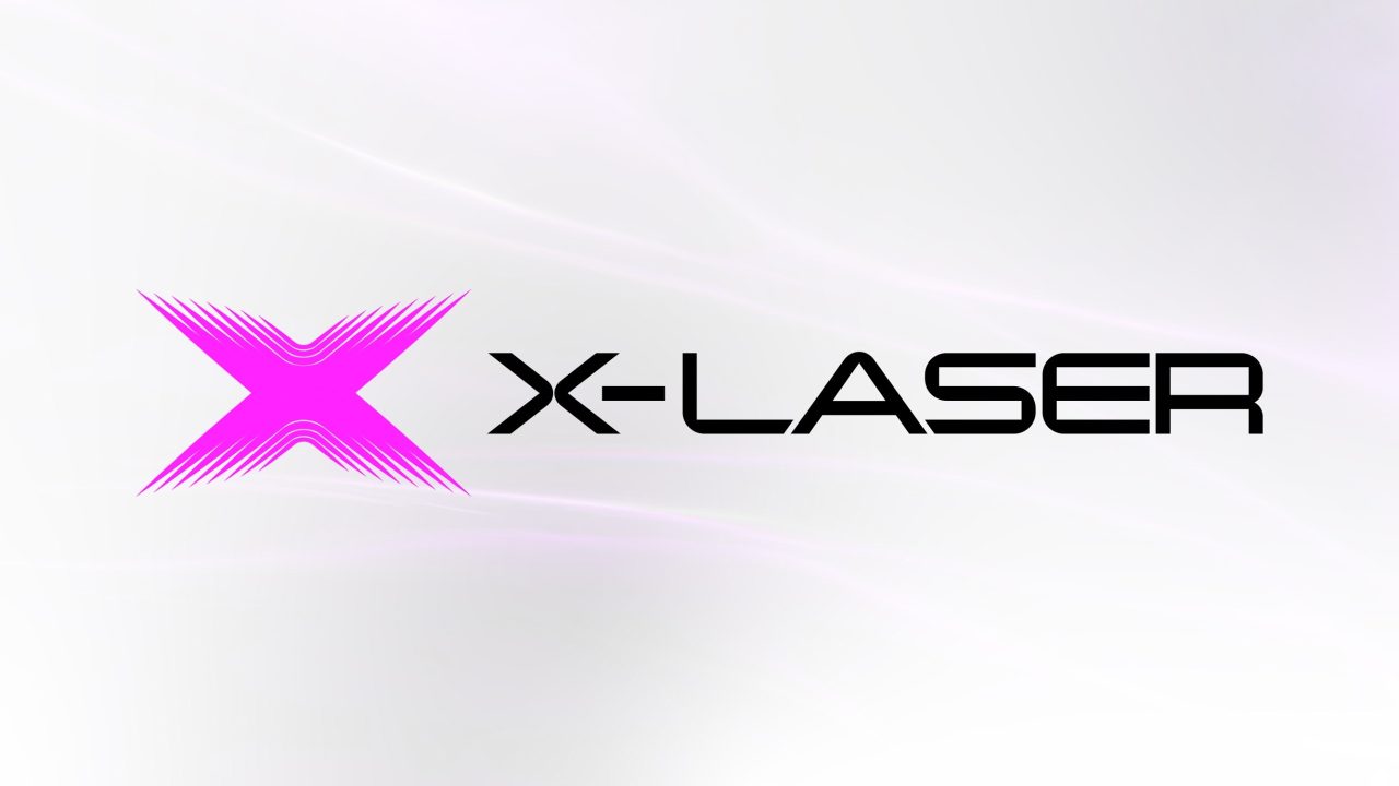 X-Laser logo with a magenta symbol and black lettering.