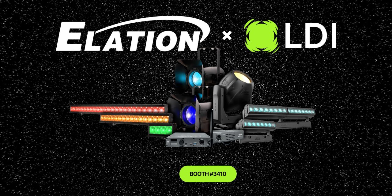 Elation world-premiere lighting lineup graphic for LDI 2025.