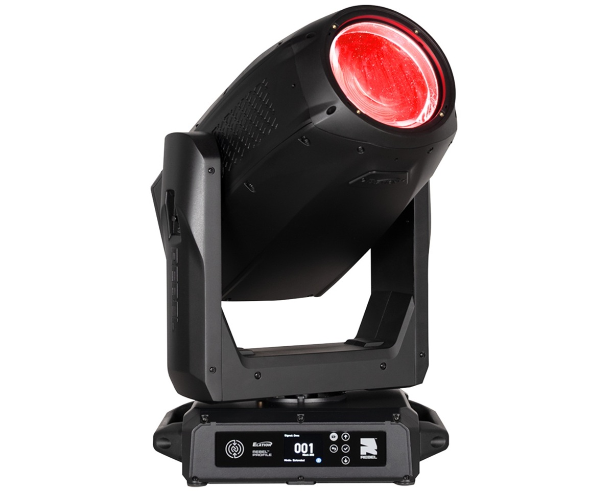 Elation Rebel Profile fixture with a red illuminated lens.