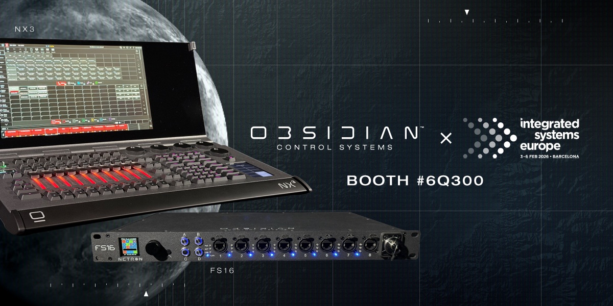 Obsidian ISE 2026 invitation featuring the NX3 console and NETRON FS16 switch.