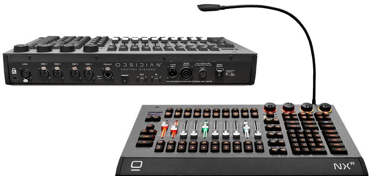 Front and rear views of the Obsidian NX W control surface.