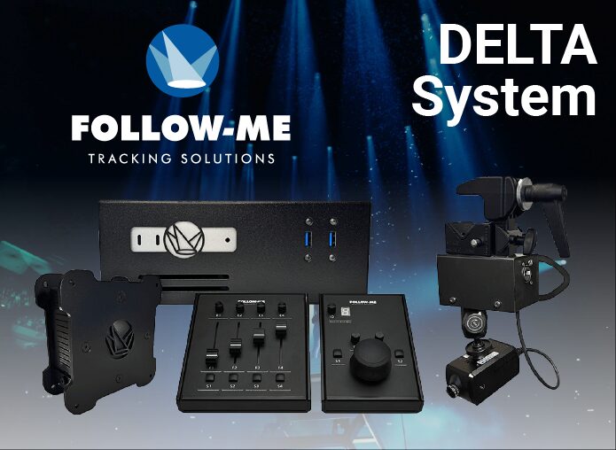 Follow-Me Delta System graphic showing performer tracking equipment.